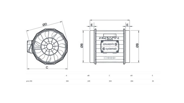 Prio Ø250 EC Systemair 78187 målskisse